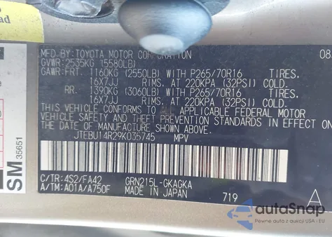 2009 Toyota 4Runner Sr5 V6 from USA, damaged, VIN JTEBU14R29K035745